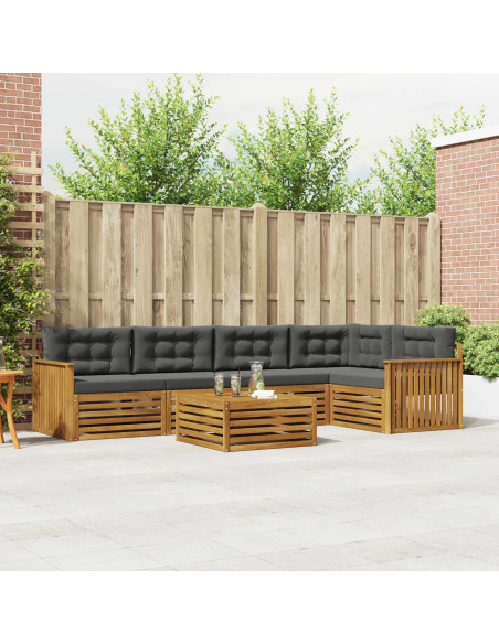 Set di divani da esterno con cuscino 6 pcs Naturale e Antracite