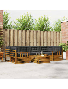 Set di divani da esterno con cuscino 7 pcs Naturale e Antracite