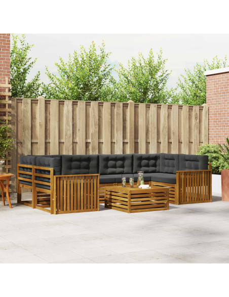 Set di divani da esterno con cuscino 7 pcs Naturale e Antracite