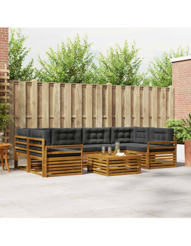 Set di divani da esterno con cuscino 7 pcs Naturale e Antracite