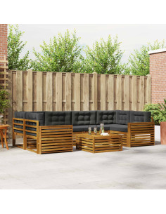 Set di divani da esterno con cuscino 7 pcs Naturale e Antracite