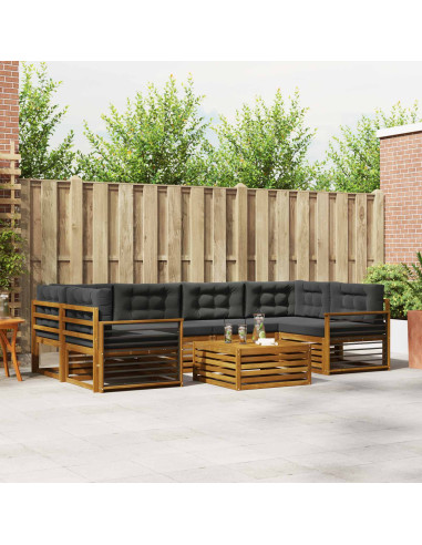 Set di divani da esterno con cuscino 7 pcs Naturale e Antracite