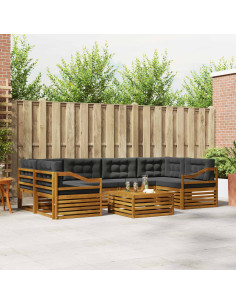 Set di divani da esterno con cuscino 7 pcs Naturale e Antracite