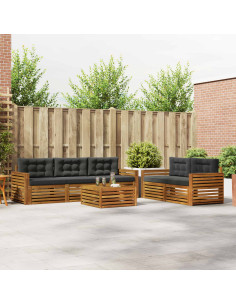 Set di divani da esterno con cuscino 6 pcs Naturale e Antracite