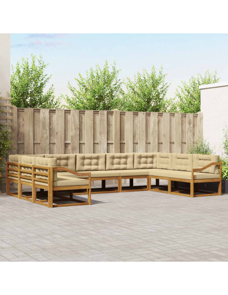 Set di divani da esterno con cuscino 9 pcs Naturale e Beige