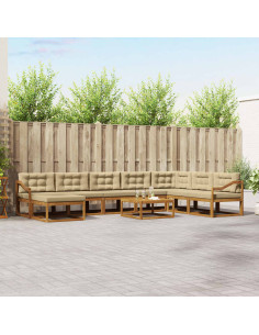 Set di divani da esterno con cuscino 9 pcs Naturale e Beige