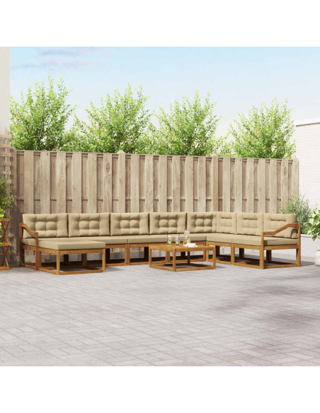 Set di divani da esterno con cuscino 9 pcs Naturale e Beige