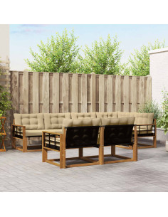 Set di divani da esterno con cuscino 7 pcs Naturale e Beige