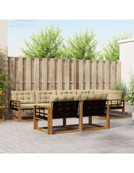 Set di divani da esterno con cuscino 7 pcs Naturale e Beige