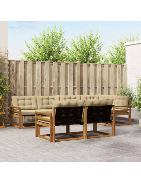 Set di divani da esterno con cuscino 7 pcs Naturale e Beige