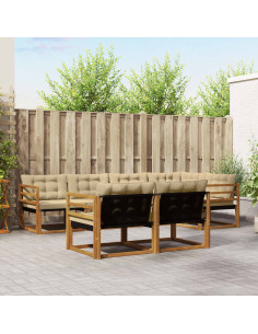 Set di divani da esterno con cuscino 7 pcs Naturale e Beige