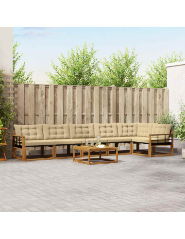 Set di divani da esterno con cuscino 7 pcs Naturale e Beige