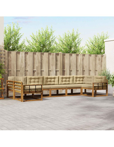 Set di divani da esterno con cuscino 7 pcs Naturale e Beige