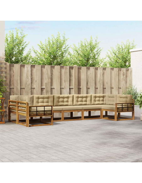 Set di divani da esterno con cuscino 7 pcs Naturale e Beige