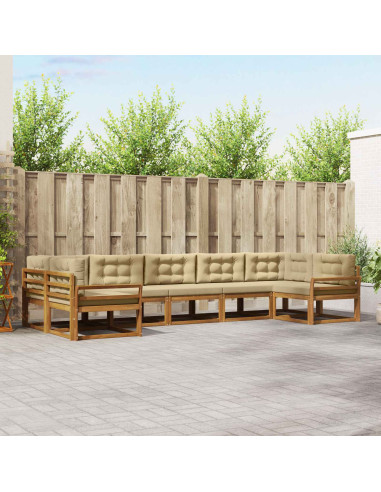 Set di divani da esterno con cuscino 7 pcs Naturale e Beige