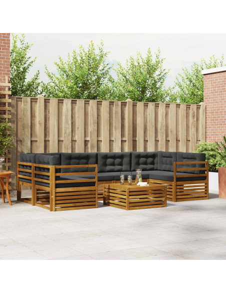 Set di divani da esterno con cuscino 7 pcs Naturale e Antracite