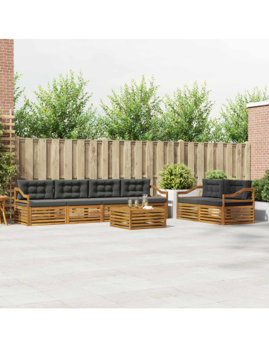 Set di divani da esterno con cuscino 7 pcs Naturale e Antracite