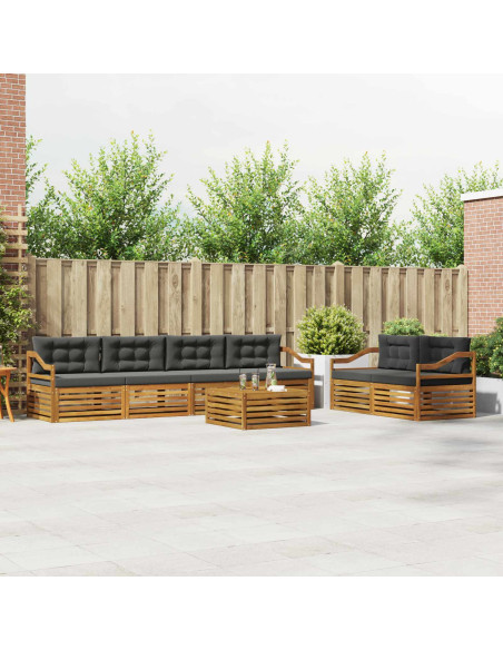 Set di divani da esterno con cuscino 7 pcs Naturale e Antracite