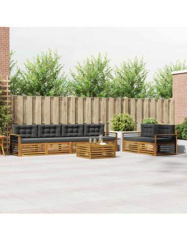 Set di divani da esterno con cuscino 7 pcs Naturale e Antracite