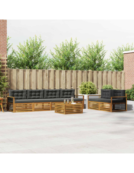 Set di divani da esterno con cuscino 7 pcs Naturale e Antracite
