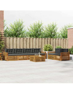 Set di divani da esterno con cuscino 7 pcs Naturale e Antracite