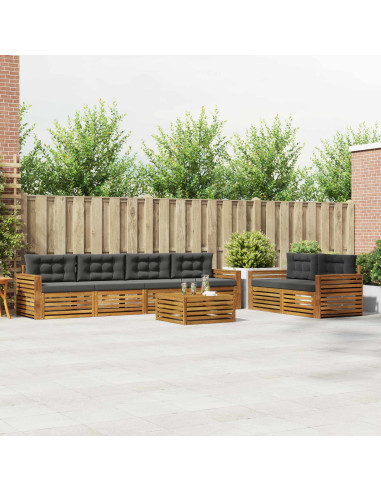 Set di divani da esterno con cuscino 7 pcs Naturale e Antracite