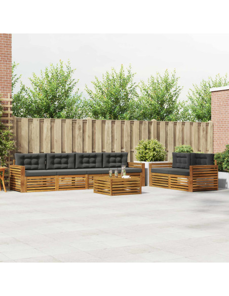 Set di divani da esterno con cuscino 7 pcs Naturale e Antracite