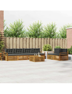 Set di divani da esterno con cuscino 7 pcs Naturale e Antracite