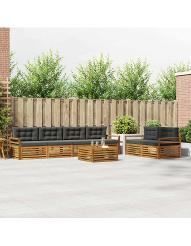 Set di divani da esterno con cuscino 7 pcs Naturale e Antracite