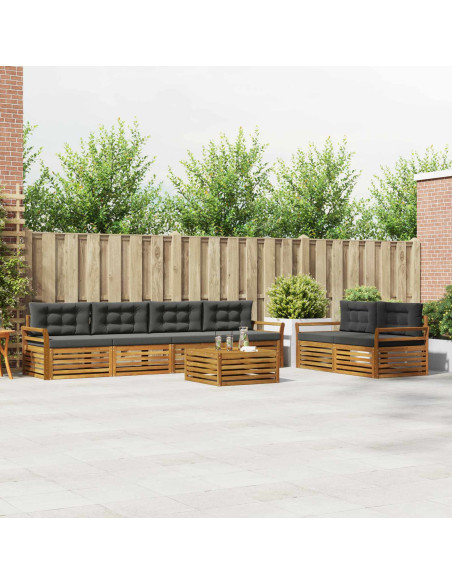 Set di divani da esterno con cuscino 7 pcs Naturale e Antracite