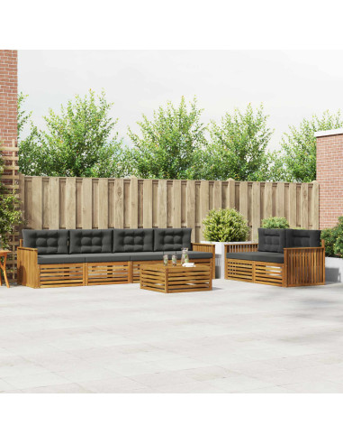 Set di divani da esterno con cuscino 7 pcs Naturale e Antracite