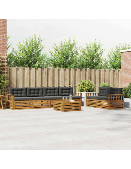 Set di divani da esterno con cuscino 7 pcs Naturale e Antracite