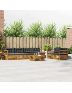 Set di divani da esterno con cuscino 7 pcs Naturale e Antracite