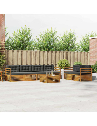 Set di divani da esterno con cuscino 7 pcs Naturale e Antracite