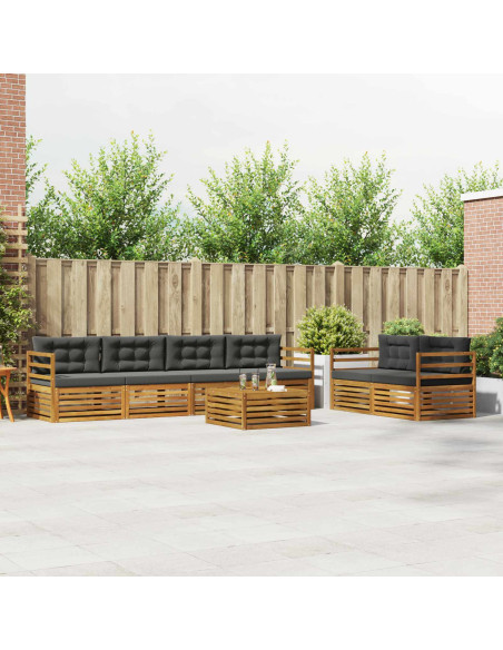 Set di divani da esterno con cuscino 7 pcs Naturale e Antracite