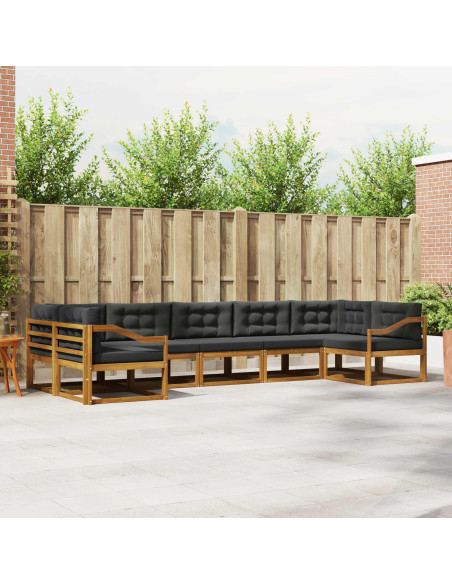 Set di divani da esterno con cuscino 7 pcs Naturale e Antracite