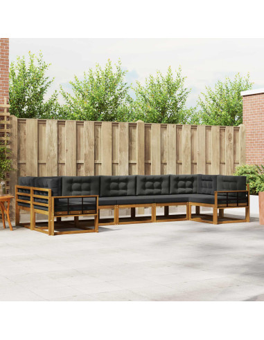 Set di divani da esterno con cuscino 7 pcs Naturale e Antracite