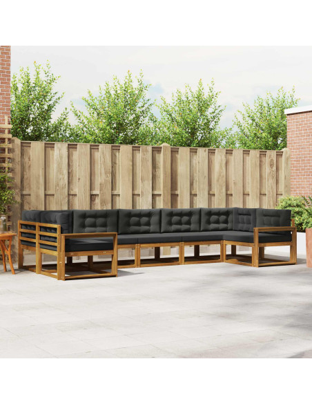 Set di divani da esterno con cuscino 7 pcs Naturale e Antracite