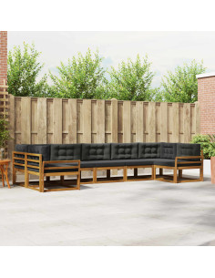 Set di divani da esterno con cuscino 7 pcs Naturale e Antracite