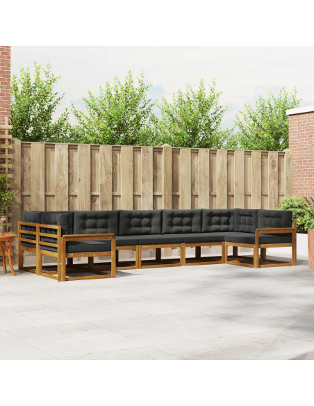 Set di divani da esterno con cuscino 7 pcs Naturale e Antracite