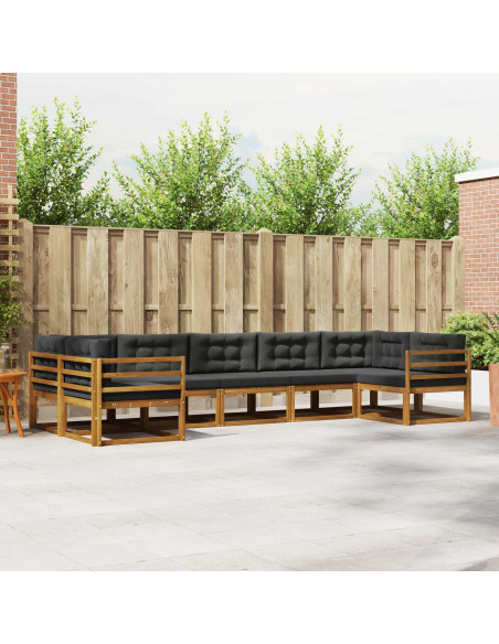 Set di divani da esterno con cuscino 7 pcs Naturale e Antracite