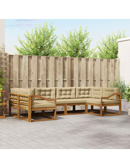 Set di divani da esterno con cuscino 6 pcs Naturale e Beige
