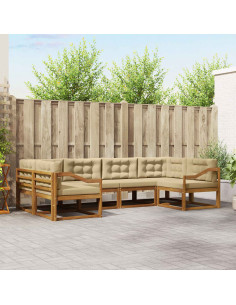 Set di divani da esterno con cuscino 6 pcs Naturale e Beige 2
