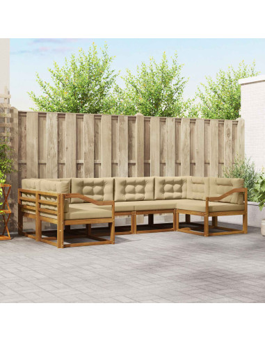 Set di divani da esterno con cuscino 6 pcs Naturale e Beige