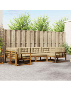 Set di divani da esterno con cuscino 6 pcs Naturale e Beige