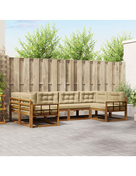 Set di divani da esterno con cuscino 6 pcs Naturale e Beige