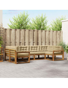 Set di divani da esterno con cuscino 6 pcs Naturale e Beige