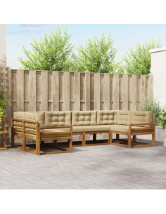 Set di divani da esterno con cuscino 6 pcs Naturale e Beige