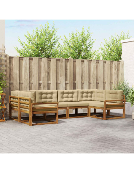 Set di divani da esterno con cuscino 6 pcs Naturale e Beige