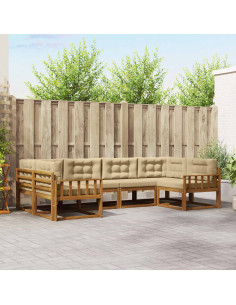 Set di divani da esterno con cuscino 6 pcs Naturale e Beige